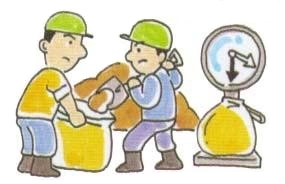イラスト：土のう袋に土を入れる様子