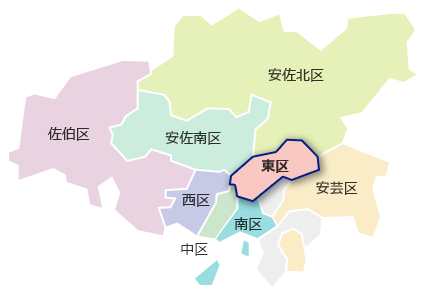 広島市区域図　東区の位置